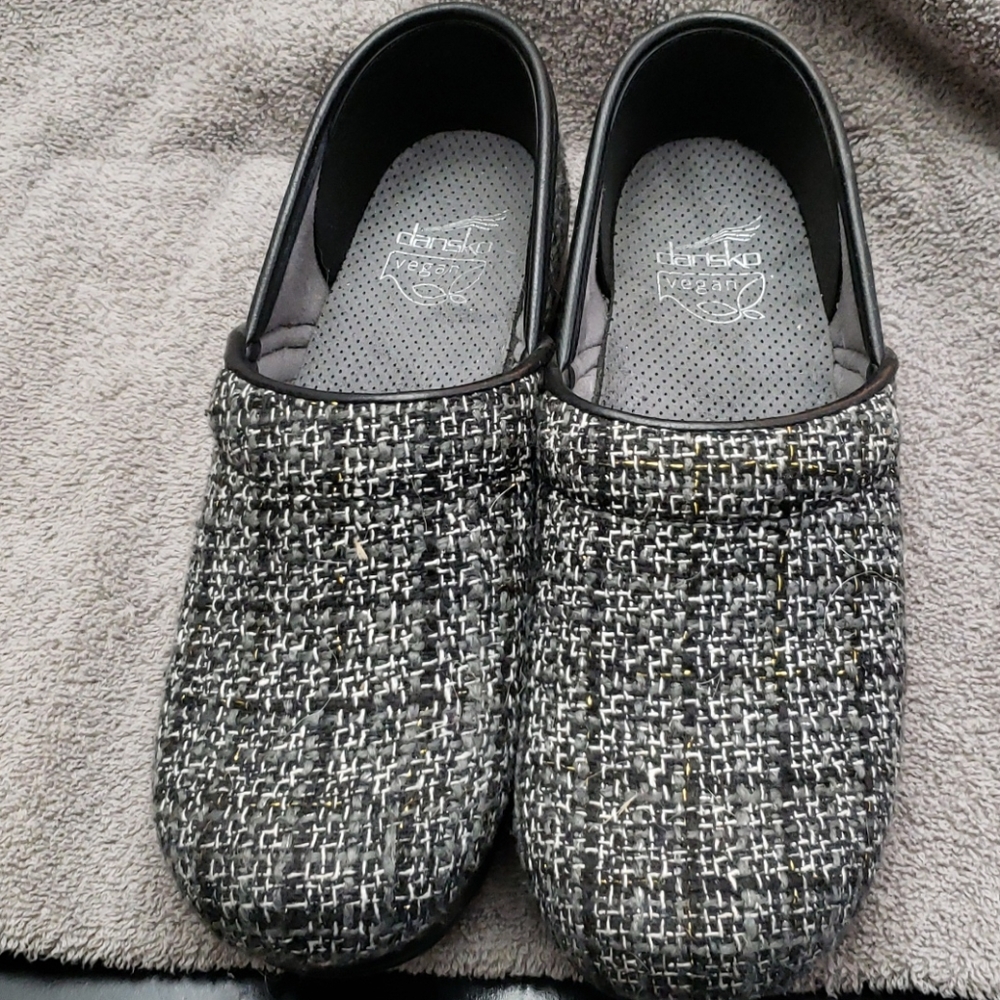Dansko black & white clogs. Worn once!
